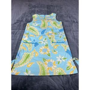 Lilly Pulitzer Dress‎ Women Blue Mini Floral Paisley Tank Shift Sleeveless Boho